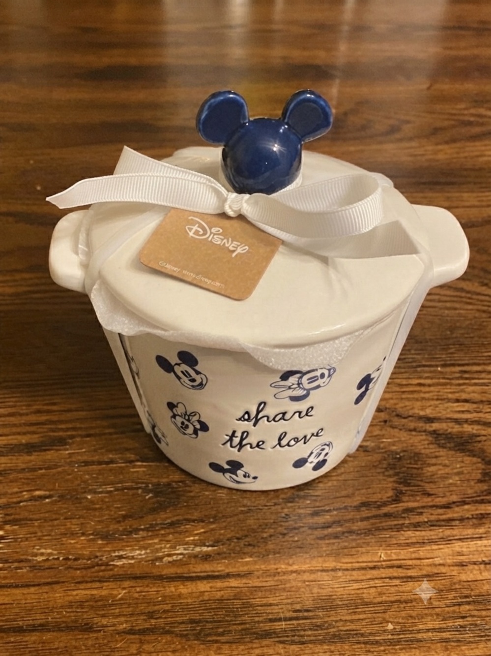 Rae Dunn Disney Mickey Minnie Mouse Mini Baker Blue White Share The Love NWT